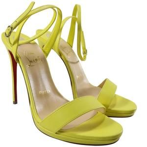 Loubi Queen Citronnade Yellow Leather 120mm Sandals Heels D562
